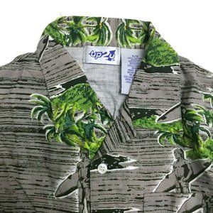Boy's Up 2 U Tropical Floral Print Short Sleeve 100% Cotton Shirt Top EUC